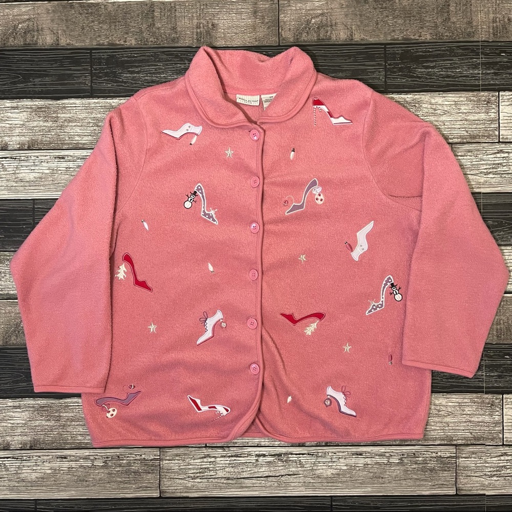 Vintage White‎ Stag Plus Size Fleece Coat Novelty Stiletto Christmas Size 16
